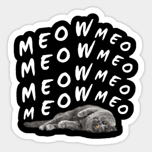 meow meow lazy cool cat Sticker